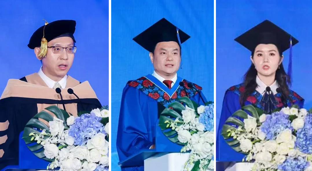 Li Yifei, Founder and Chairman of 37 Interactive Entertainment (Business Scholar Program Cohort 4); Ye Xiaobo, Chairman of Ningbo Daye Garden Machinery Co., Ltd. (EMBA Cohort 38); and Liu Li, Senior Investment Manager at Manulife Financial Corporation (MBA Class of 2022), each delivered speeches as representatives of the Business Scholar Program, EMBA, and MBA graduating classes, respectively.